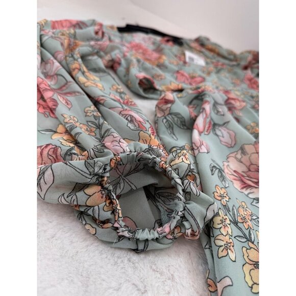 New Forever 21 Women's Size S Floral Print Cutout Waist Long-Sleeve Mini Dress - Picture 7 of 12